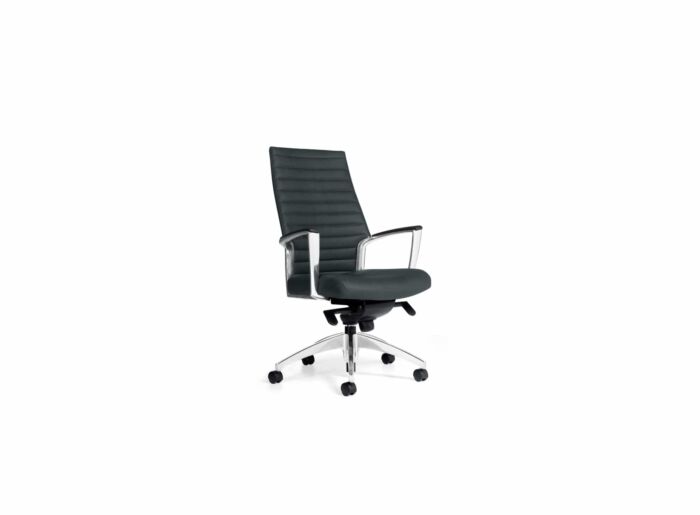 black conference room chair with white background
