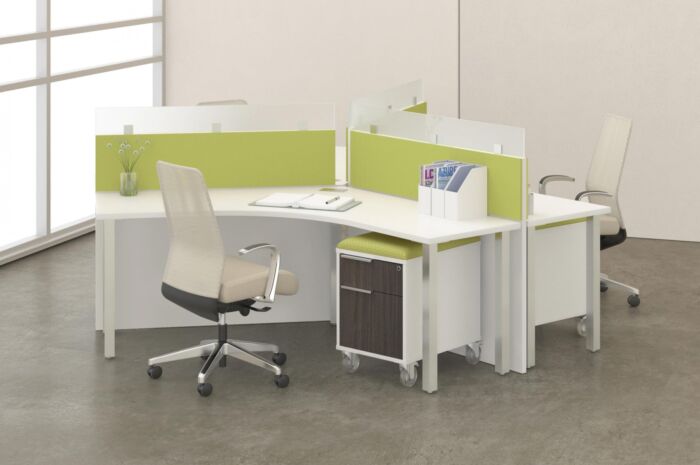 modern office desk furniture system with lime green accents