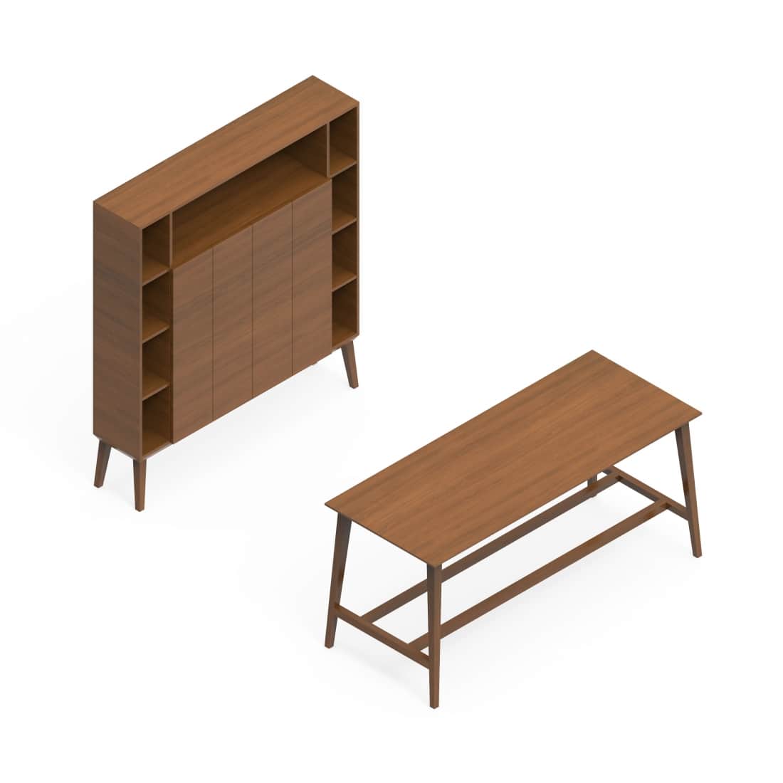 Corby Veneer Desking With Bookcase And Table CBY203