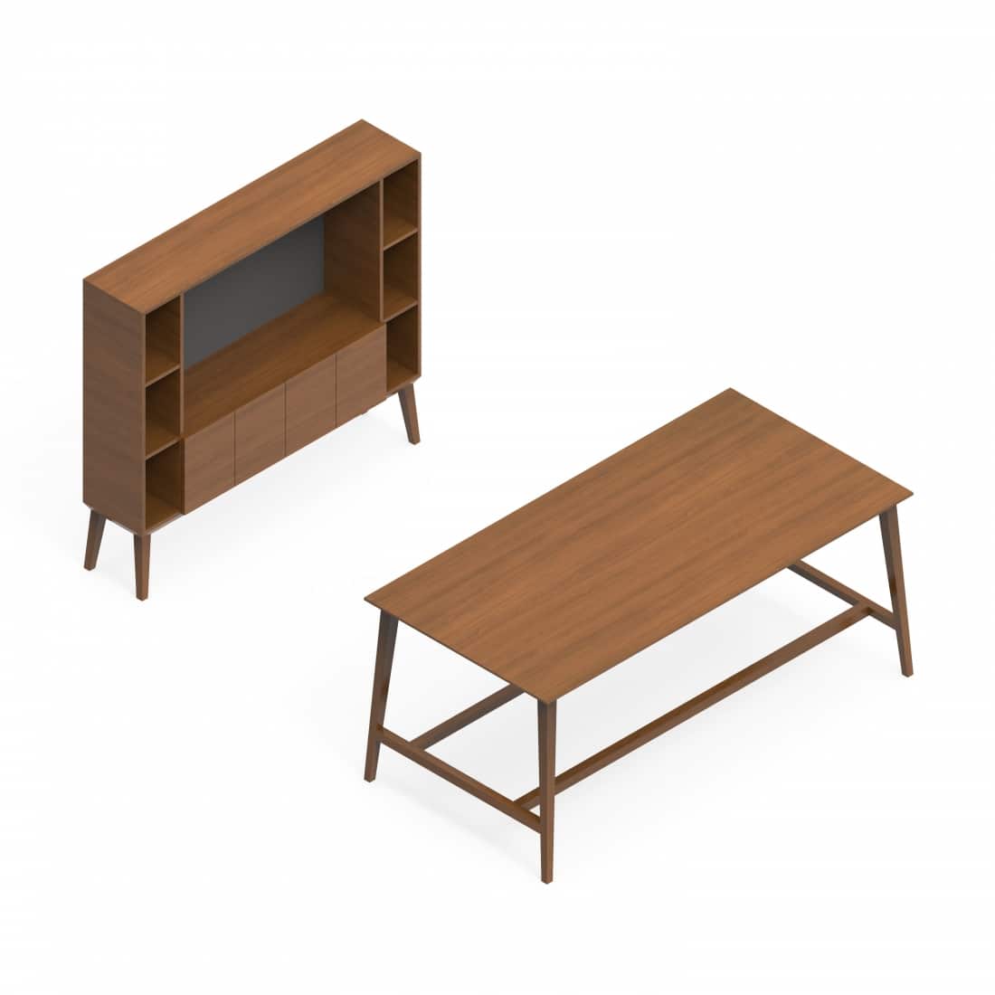 Corby Veneer Desking With Bookcase And Table CBY204