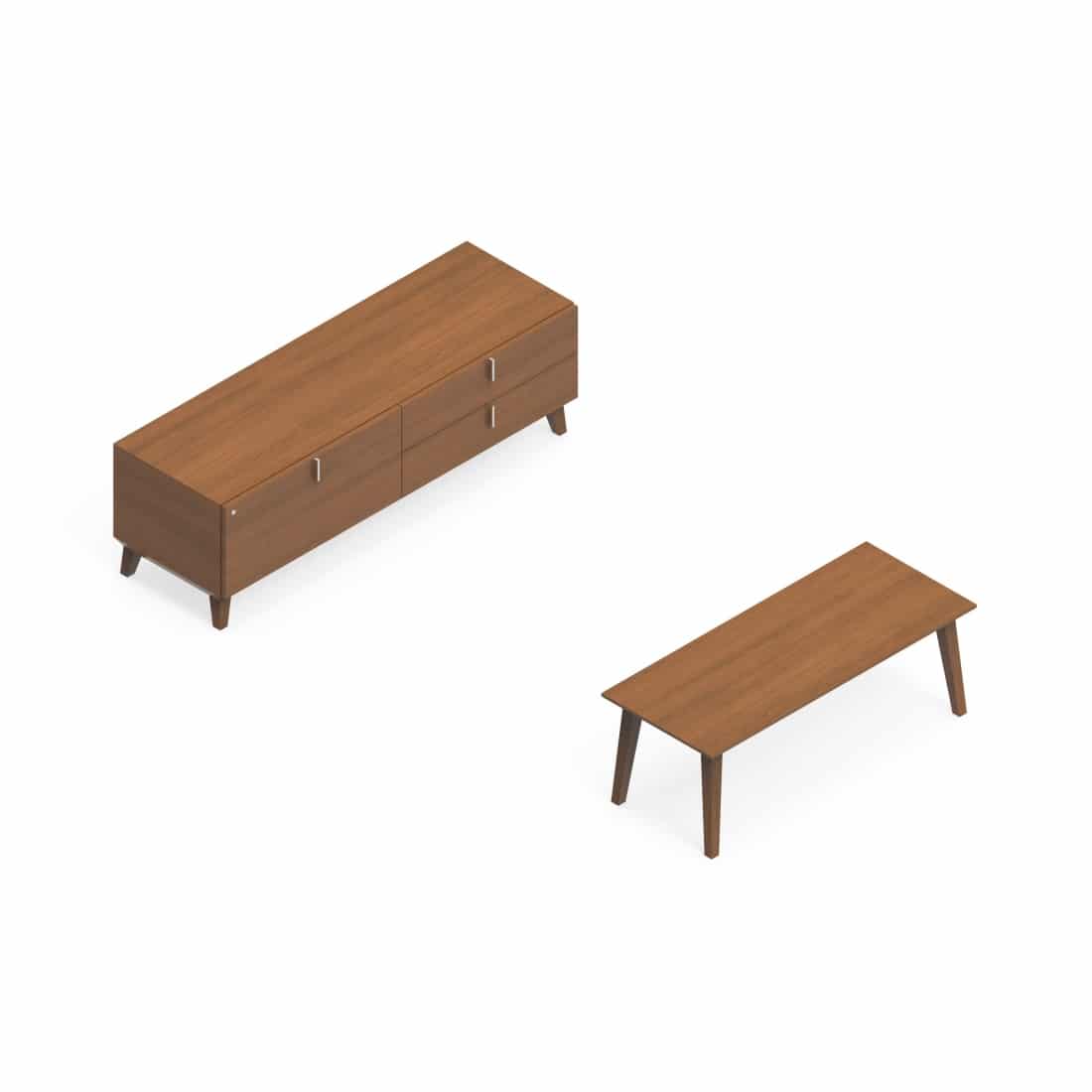 Corby Veneer Desking With Credenza And Table CBY205