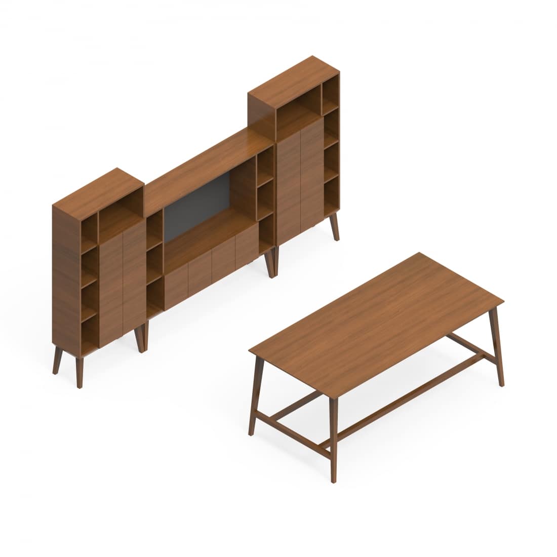 Corby Veneer Desking 2 Bookcases, Credenza and Table CBY206