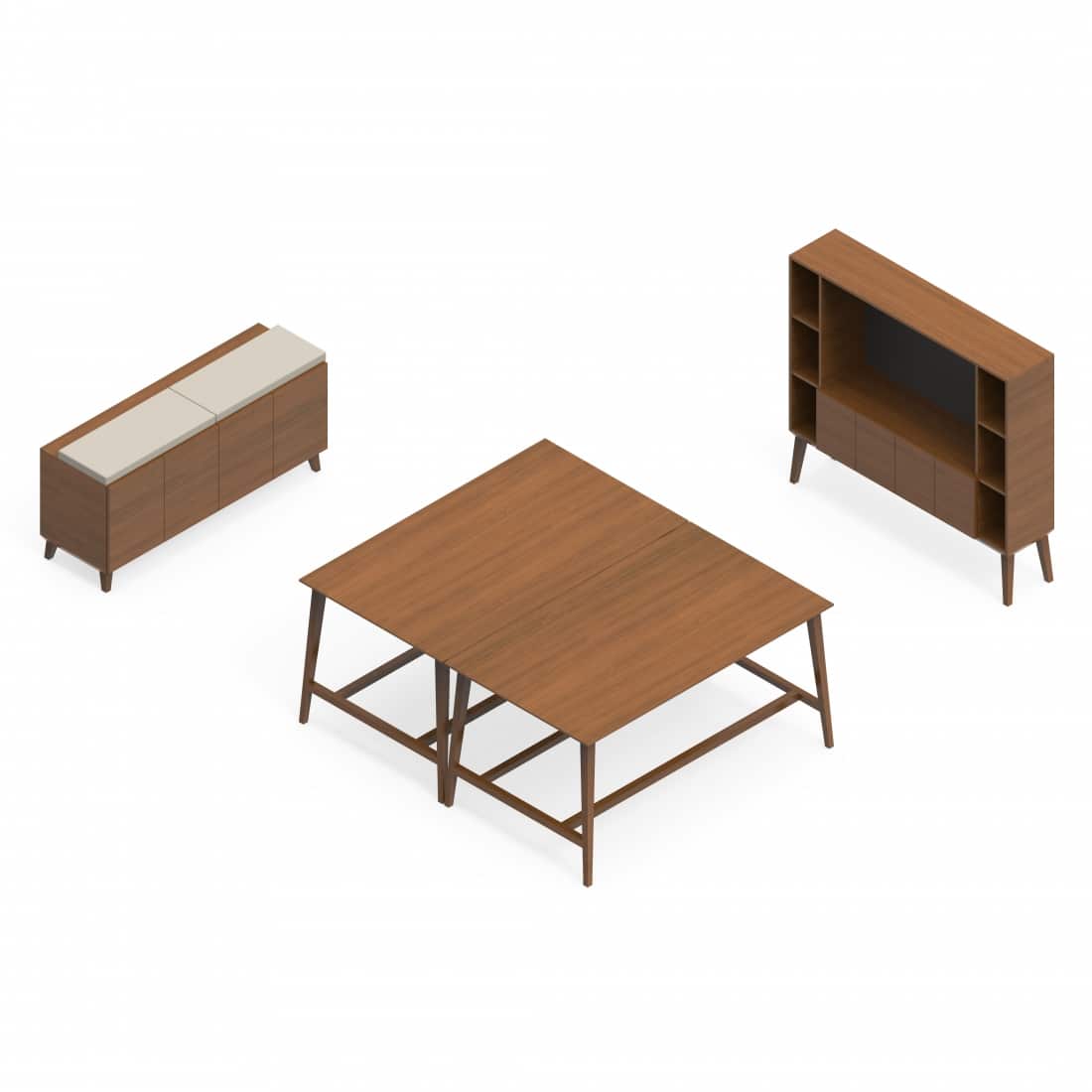 Corby Laminate And Veneer Desking With Giant Table, Seating Area and Bookcase CBY214