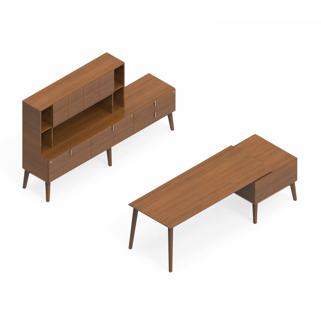 Corby Laminate And Veneer Desking Bookcase, Credenza and Table CBY216