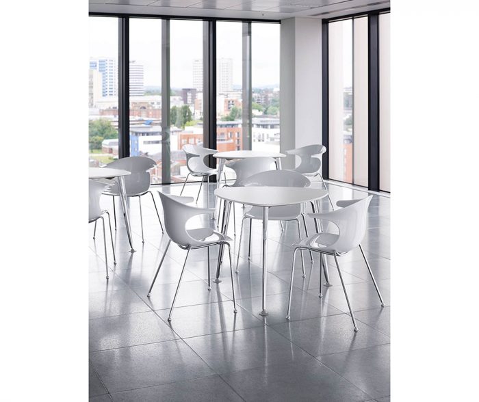 white modern cafe table and chairs