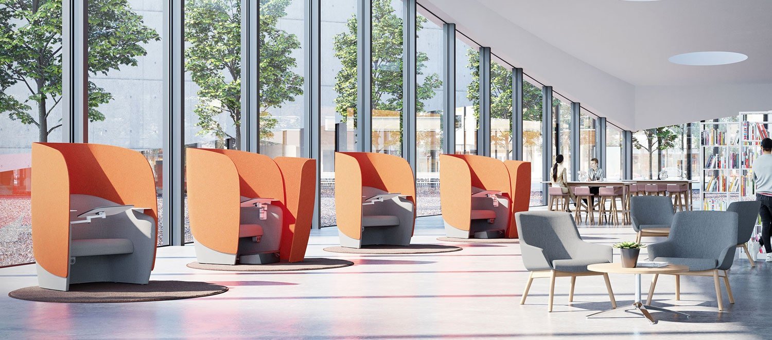 Orange modern collaborative office furniture