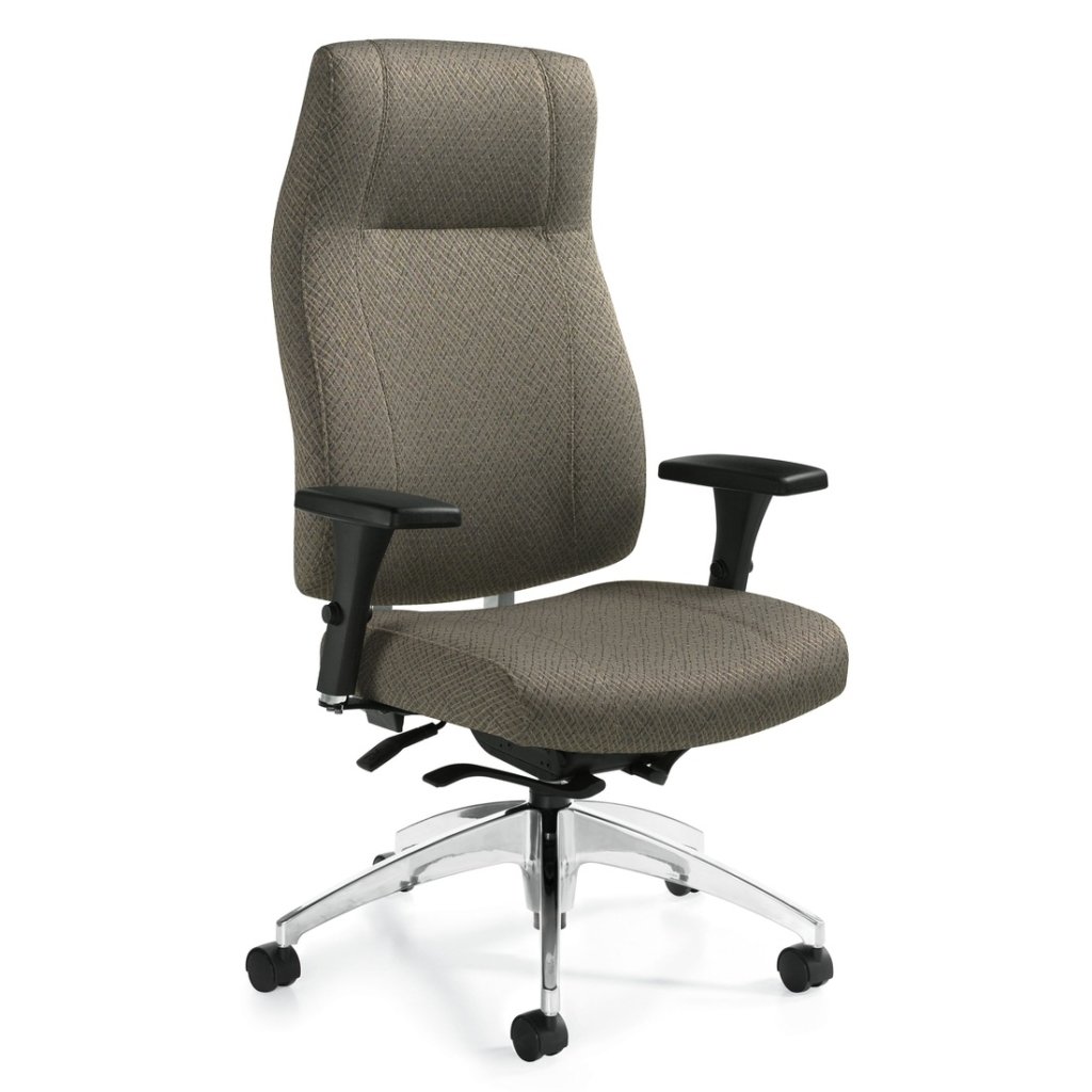 Triumph high back weight sensing Synchro-tilter chair, model 3650-8. This chair has been placed on a white background.