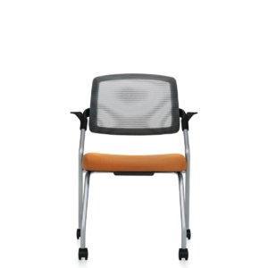 Spritz flip seat nesting armchair, model 6765C. This chair has been placed on a white background.
