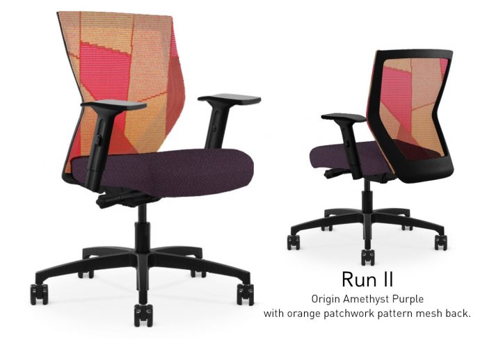 Run II High Back Black Frame Office Chair with Orange Patchwork Mesh Back
