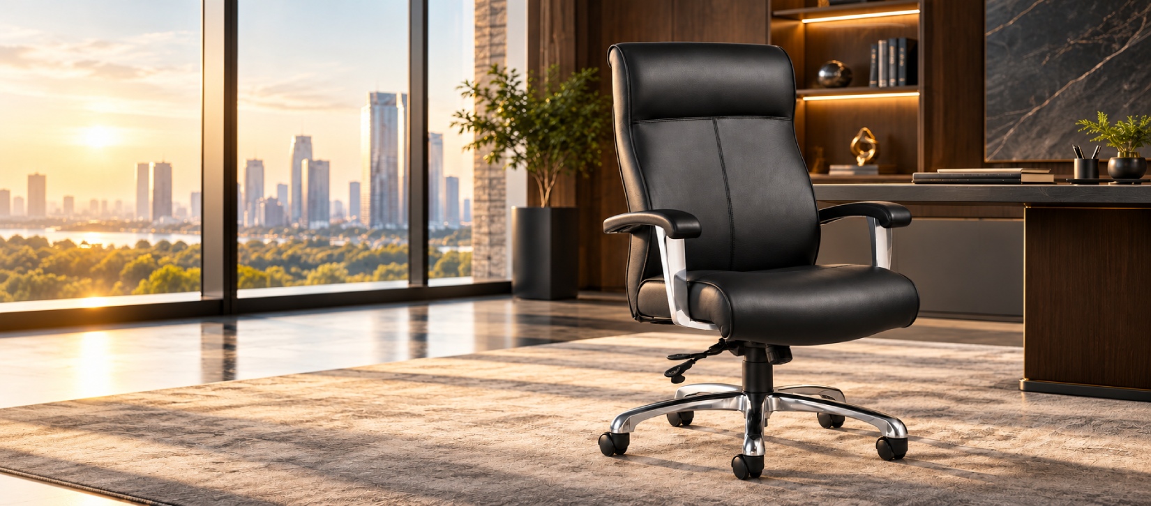 Global Auburn Executive Office Chair, Arms with Armcaps