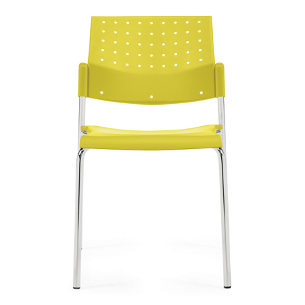 Global Sonic Armless Outdoor Chair with Yellow Poly Back and Seat