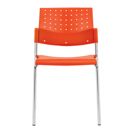 Global Sonic Armless Outdoor Chair with Orange Poly Back and Seat