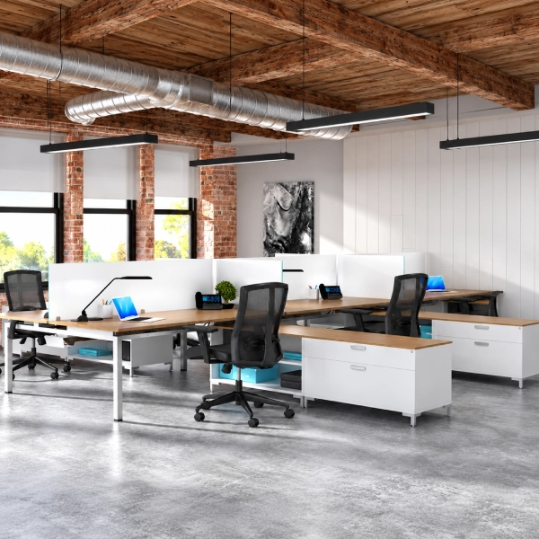 Blade Benching Desk with Premium Laminate and Power Options