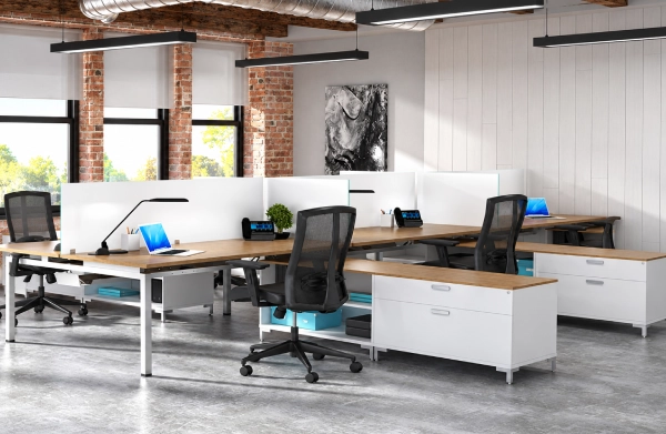 Blade Benching Desk with Premium Laminate and Power Options