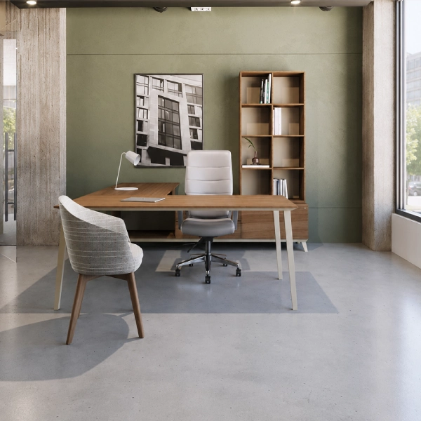 Global Corby Customizable Veneer Office Desk with Storage