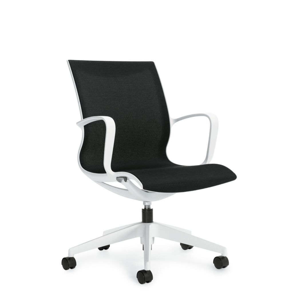 Solar Mesh Office Chair with Casters & White Frame