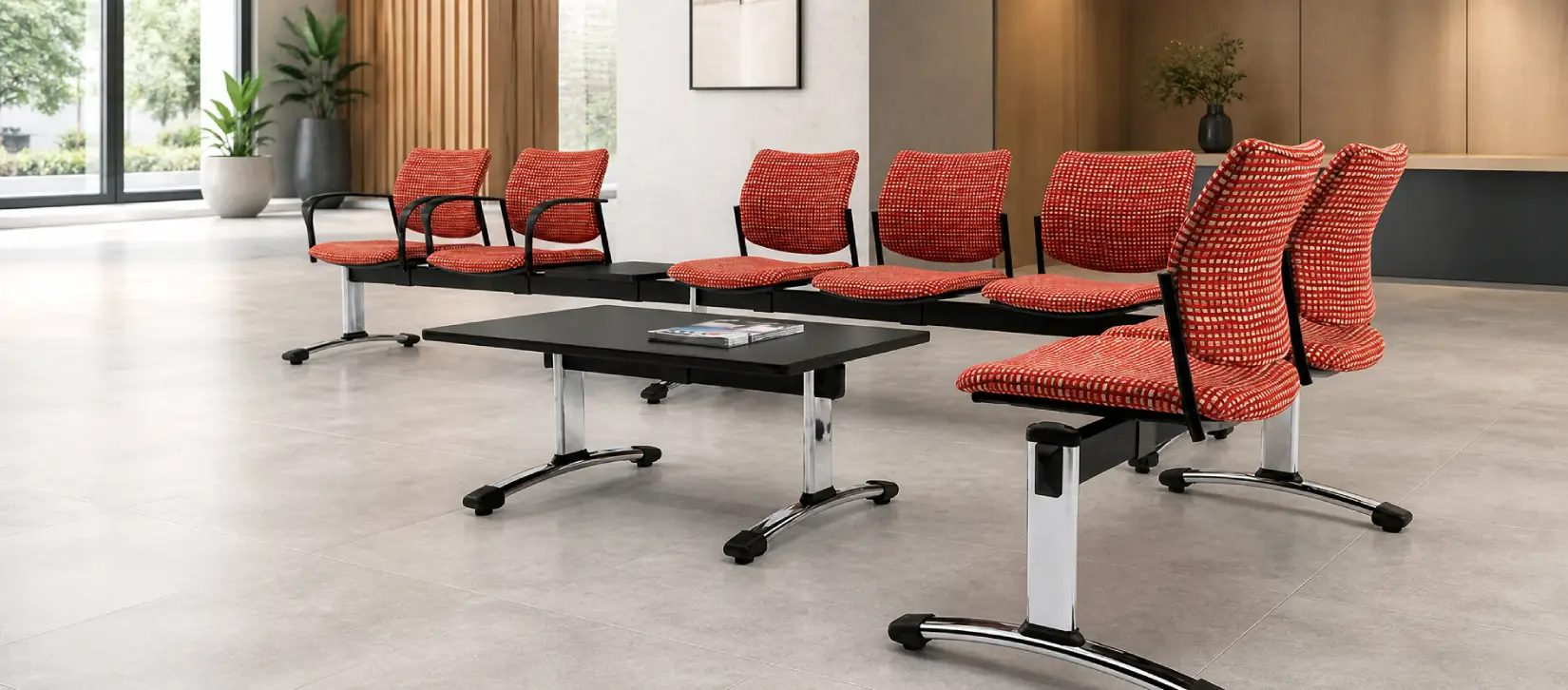 Sidero Tandem Beam Seating with Tables