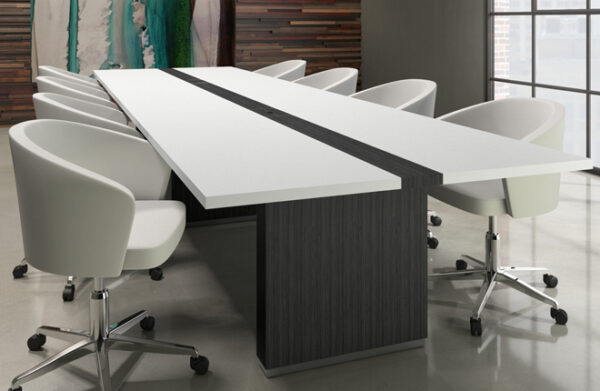 Americana White Top Meeting Table with Center Trough