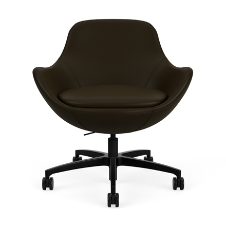 Via Comet Black Caster-Base Lounge Chair in Black Upholstery