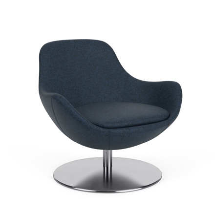 Via Comet Chrome Disc-Base Lounge Chair in Black Upholstery