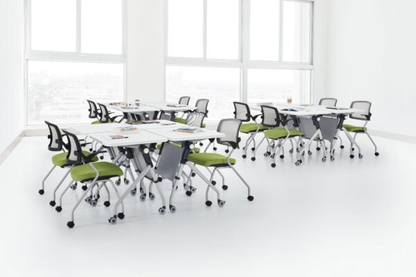 Zook White Mobile Training Table with Modesty Panel