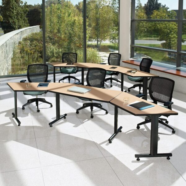 Global ConnecTABLES Light Wood Angled Modular Training Table