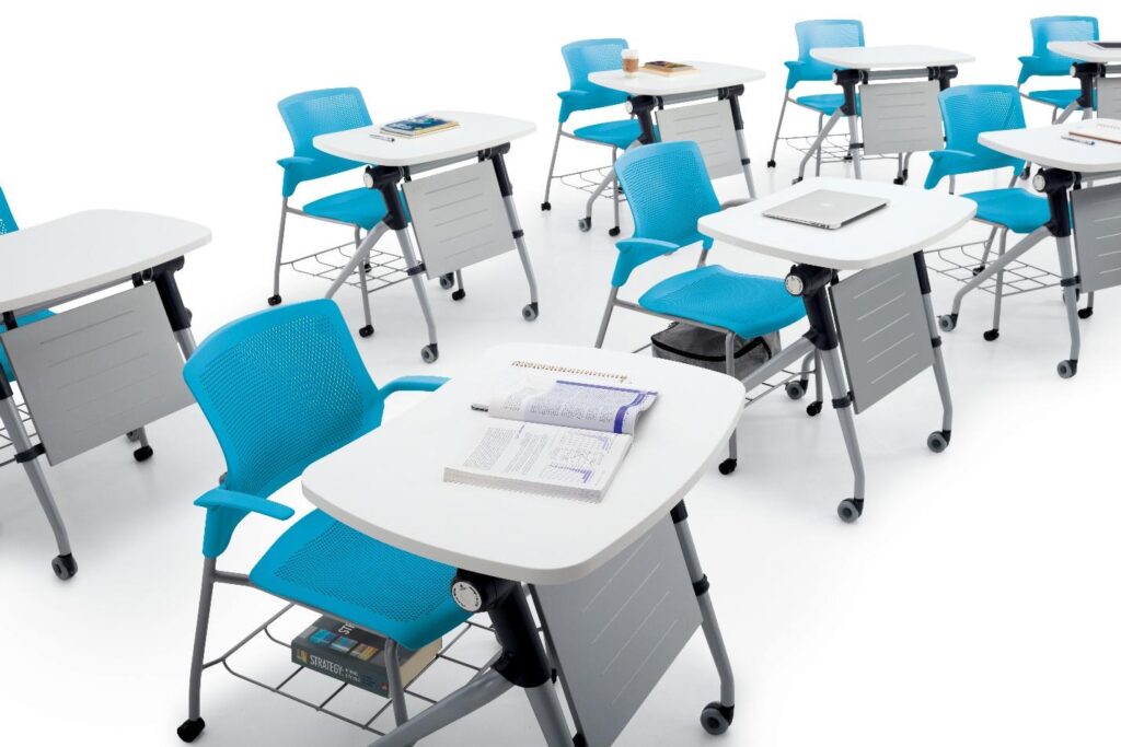 Zook White Flip-Top Classroom Table with Casters