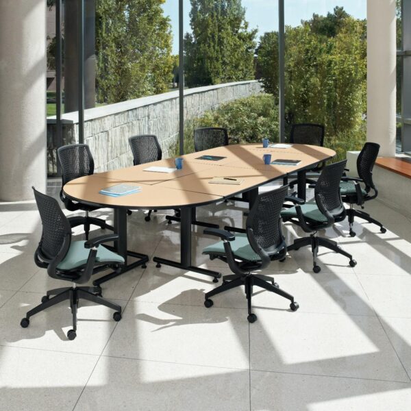 Global ConnecTABLES Light Wood Oval Modular Training Table