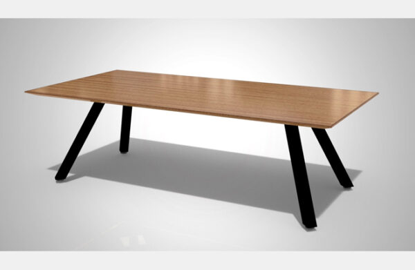 Leeza Walnut Meeting Table with Black Angled Legs