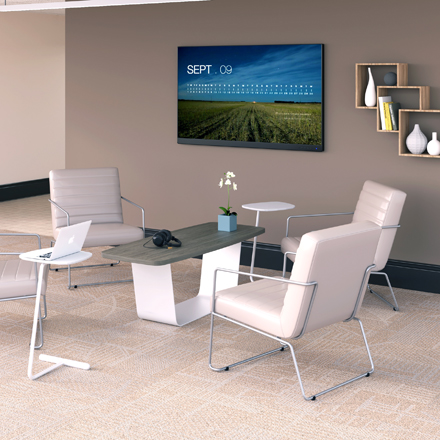 Via Muir Ivory Upholstered Office Guest Chair with Chrome Sled Base