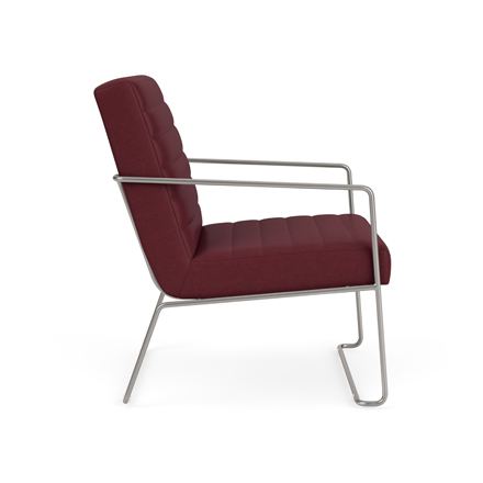 Via Muir Burgundy Upholstered Office Guest Chair with Chrome Metal Frame