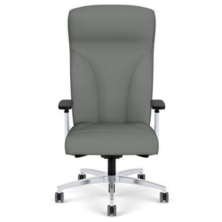 Via Oslo High-Back Leather Management Chair with Black Arm Pads