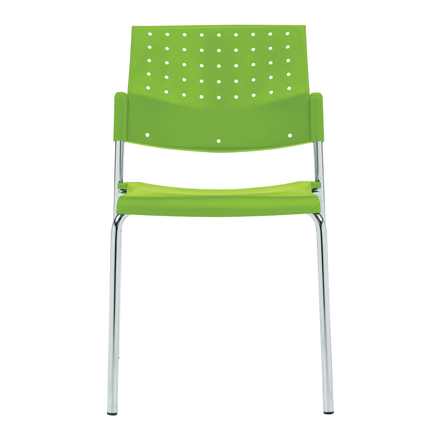Global Sonic Armless Chair with Green Poly Back and Seat