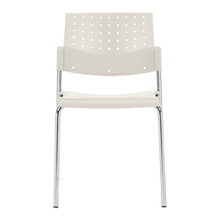 Global Sonic Armless Outdoor Chair with White Poly Back and Seat