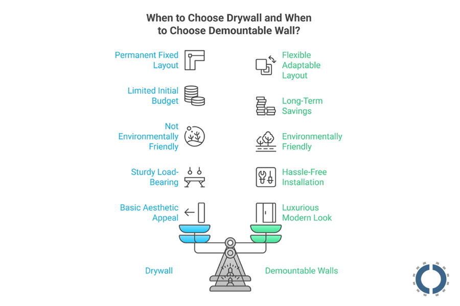 When to Choose Drywall and When to Choose Demountable Wall