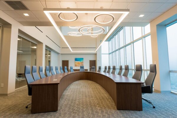 Symposia Walnut Curved U-Shaped Meeting Table