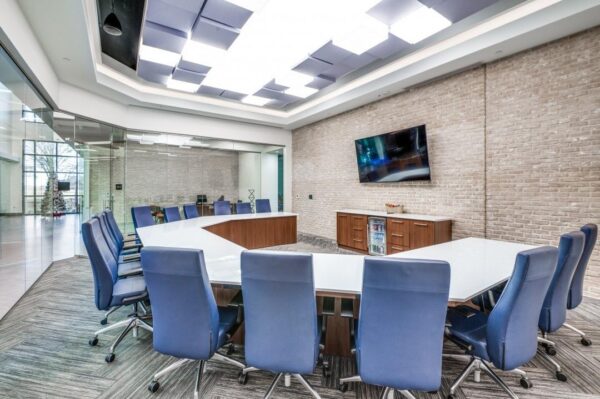 Symposia White Top Walnut U-Shaped Conference Table