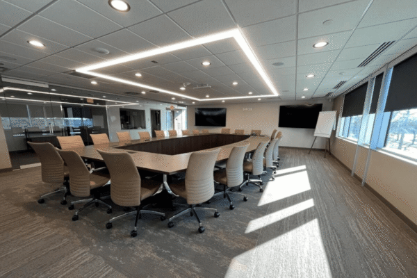 Symposia Walnut U-Shaped Conference Table with Power Access