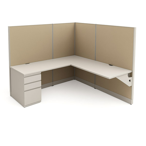66″H 6′×6′ Cubicle – 24″-Deep Worksurfaces