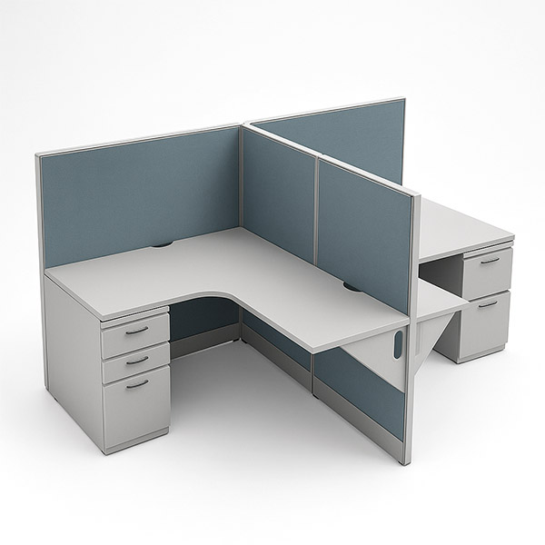 Back-to-Back 2-Pod 48″H 5′×5′ Workstations – 24″-Deep Tops with BBF Pedestals