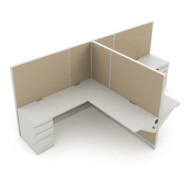 Back-to-Back 2-Pod 62″H 6′×6′ Cubicle– 24″-Deep Tops with BBF Pedestals ...