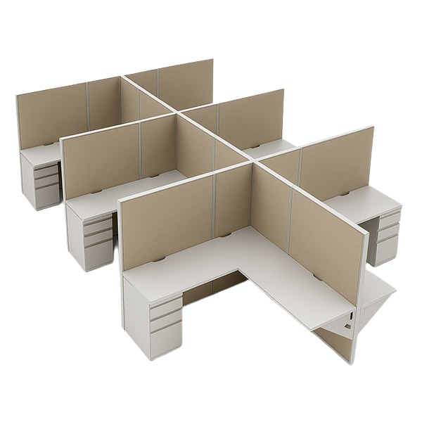 Back-to-Back 6-Pod 62″H 6′×6′ Cubicle – 24″-Deep Tops with BBF Pedestals