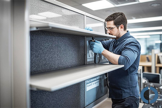 Remove Cubicle Shelves-Shelf Maintenance or Reinstallation