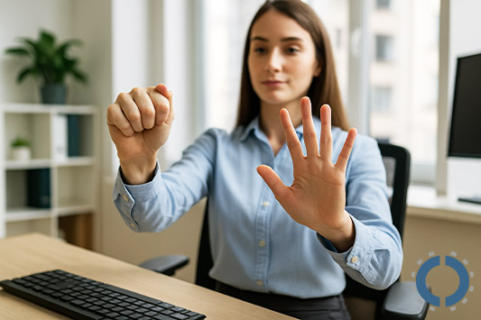exercises you can do at your office cubicle-Hand and Finger Stretches