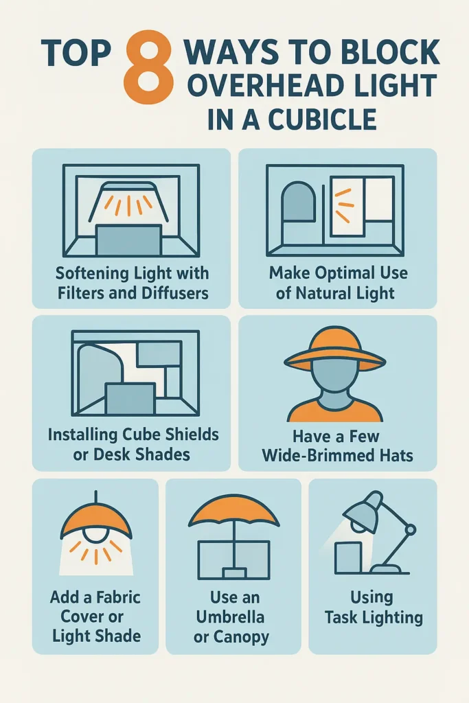 how to block overhead light in a cubicle