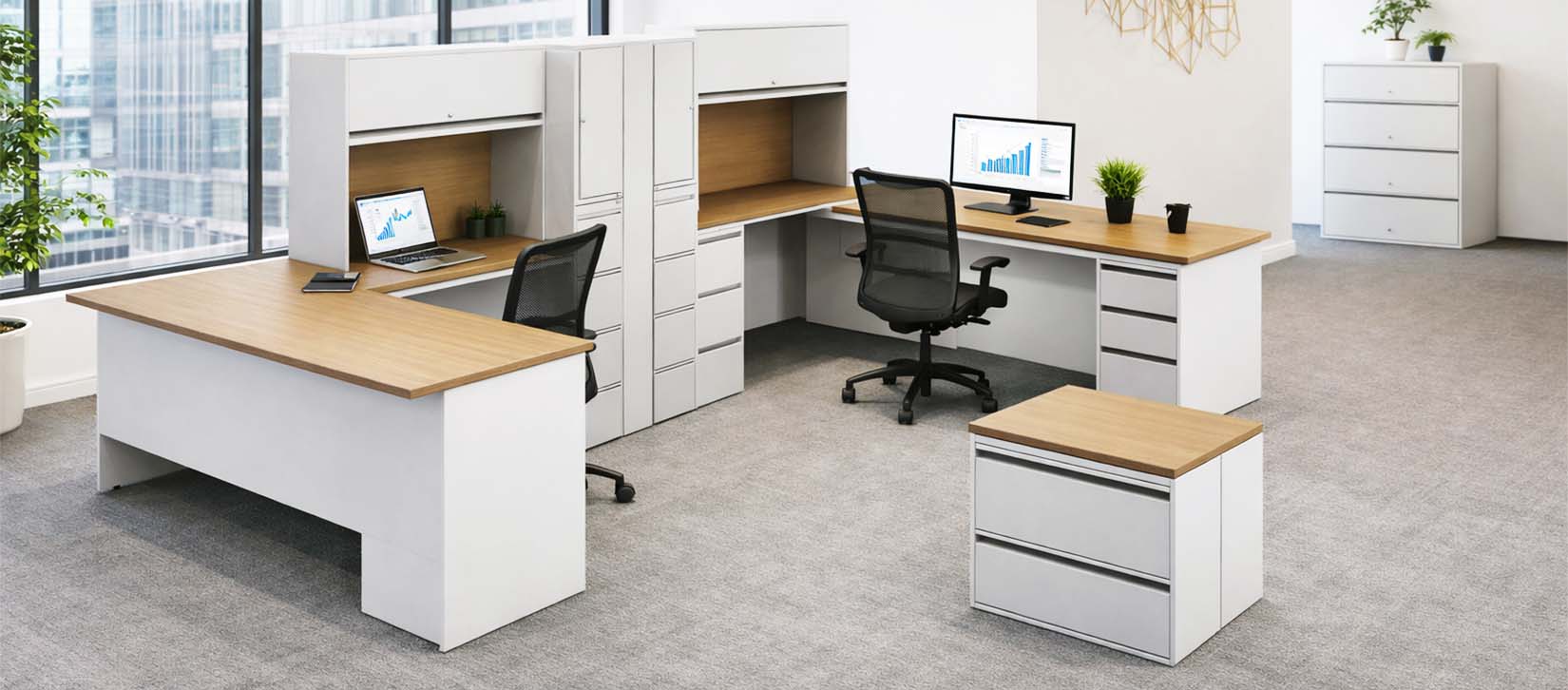 Heavy Duty Metal Office Desk for Two