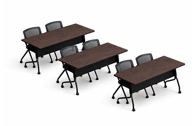 Set of 4 Flip Top Training Tables+Mesh Back Nesting Chairs 3