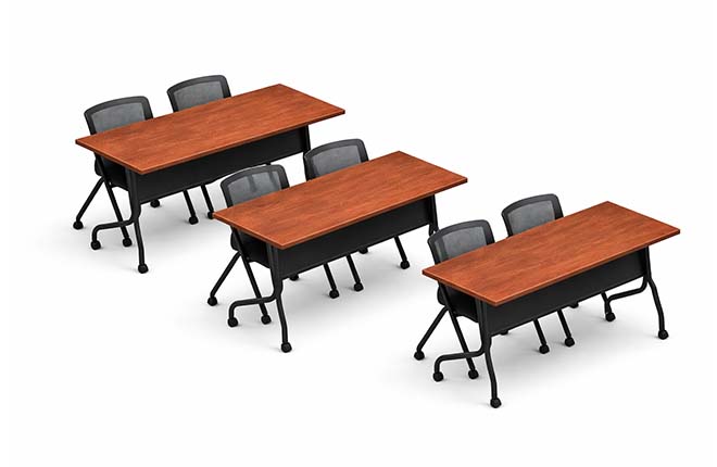 Set of 4 Flip Top Training Tables+Mesh Back Nesting Chairs 5