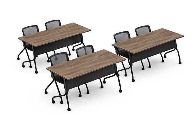 Set of 4 Flip Top Training Tables+Mesh Back Nesting Chairs 2