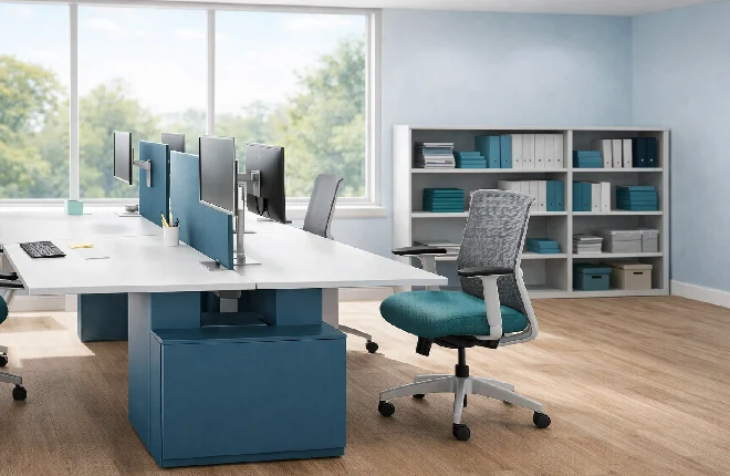 kinex adjustable height benching desk